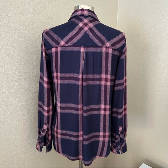 Rails Hunter Check Admiral/Cranberry Melange Button Up Cowgirl Shirt Size S - Picture 9 of 16